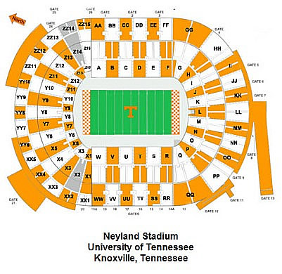 Neyland Stadium home of the Tennessee Volunteers in Knoxville, Tn